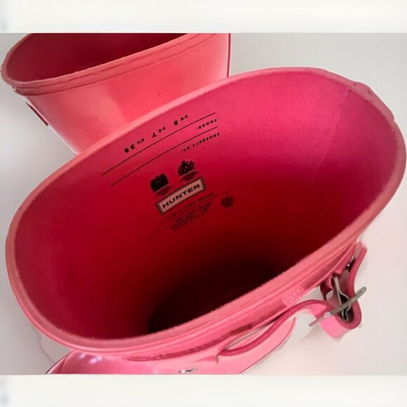 Pink Hunter Rain Boots Womens Size 7 Pink Gloss HUNTER Original Short Boots - Picture 5 of 9